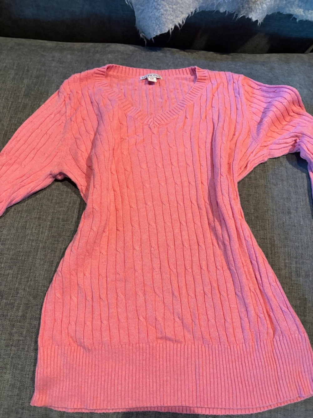 Merona Pink Cable-Knit V-Neck Sweater